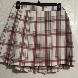 Plaid A-Line Skirt - Red and White